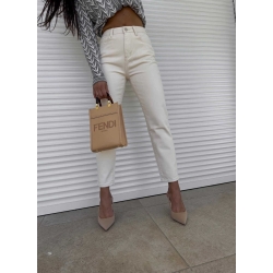 Jeansy MOM FIT - beż XXS