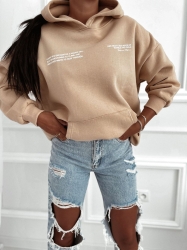 Fashion Studio Bluza RULES -  beż - Dłuższa bluza kangurka z kapturem wkładana przez głowę - typu OVERSIZE. Ocieplana od środka przyjemnym misiem. Napisy nadają jej niepowtarzalnego stylu i charakteru. Jedna duża kieszeń z przodu.
100% BAWEŁNA